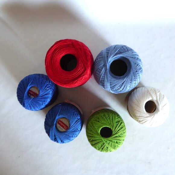 NEW VINTAGE COTTON CROCHET BEDSPREAD THREAD SPOOLS LOT OF 6 - Picture 2 of 12
